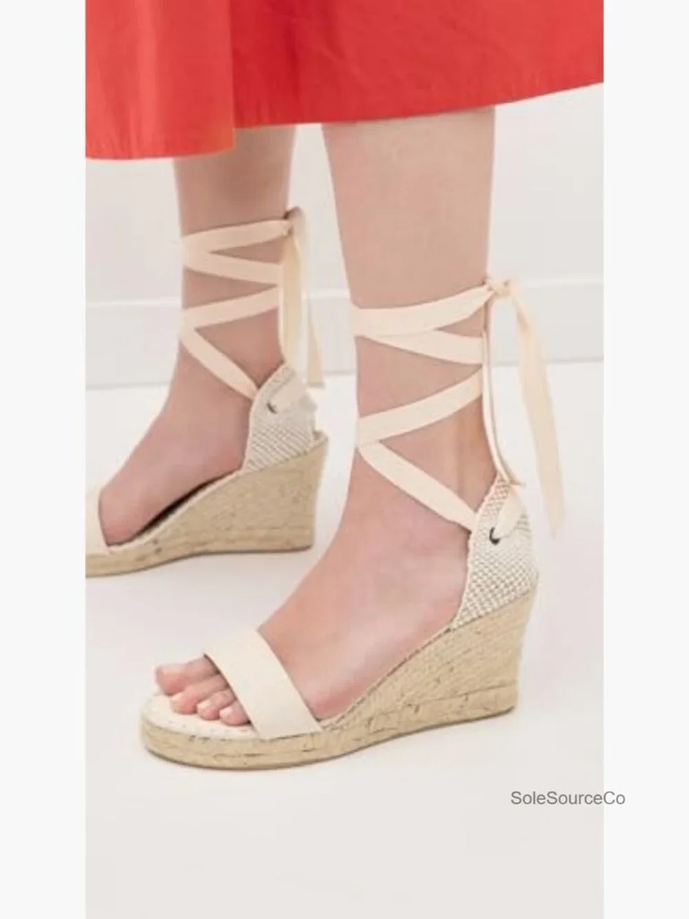 Women's Wedge Espadrilles Wraparound Ankle Strap Canvas Sandals